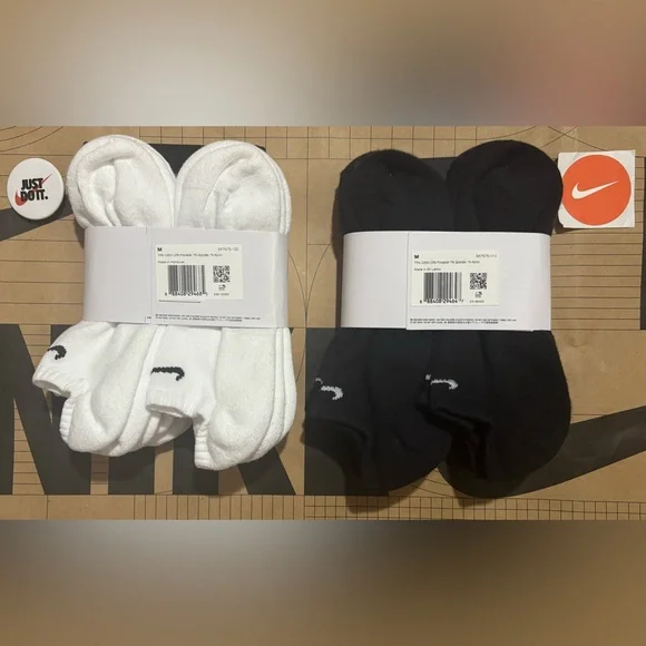 Nike everyday cotton cushioned no show ankle socks 12 pairs white black S M L XL - Picture 2 of 15